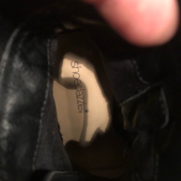 Black Shoe dazzle heels booties lace up Haddie 7 - Picture 4 of 11